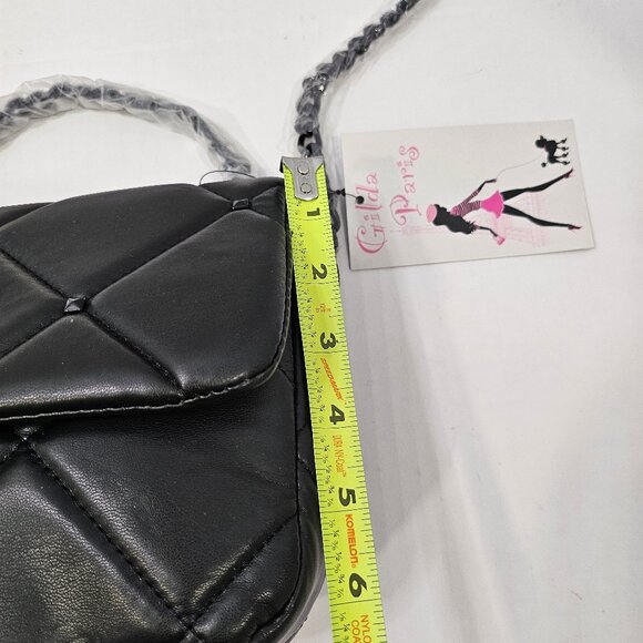 Gilda Paris Black Soft Quilted Studded Messenger Bag/Crossbody NWT - Picture 11 of 13